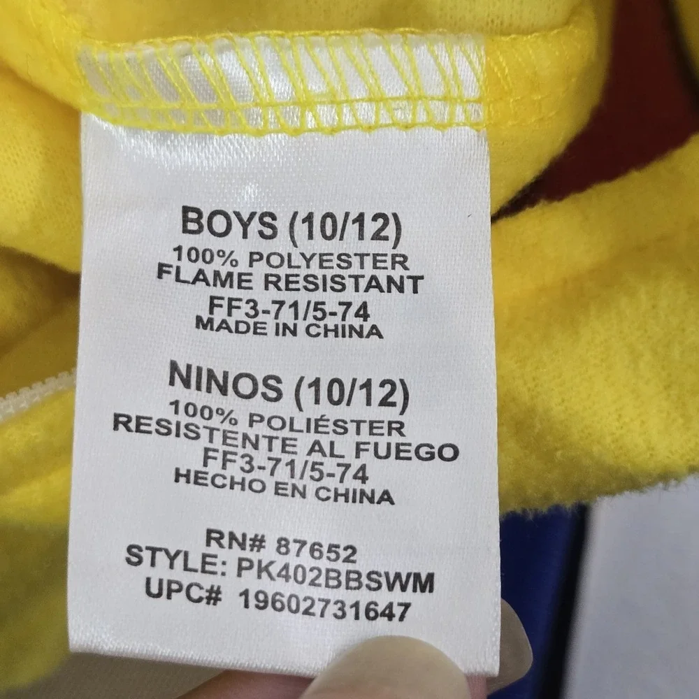 Pokemon Boys Sleepwear 10/12 Yellow Embroidered Jumpsuit Graphic Fleece Pikachu